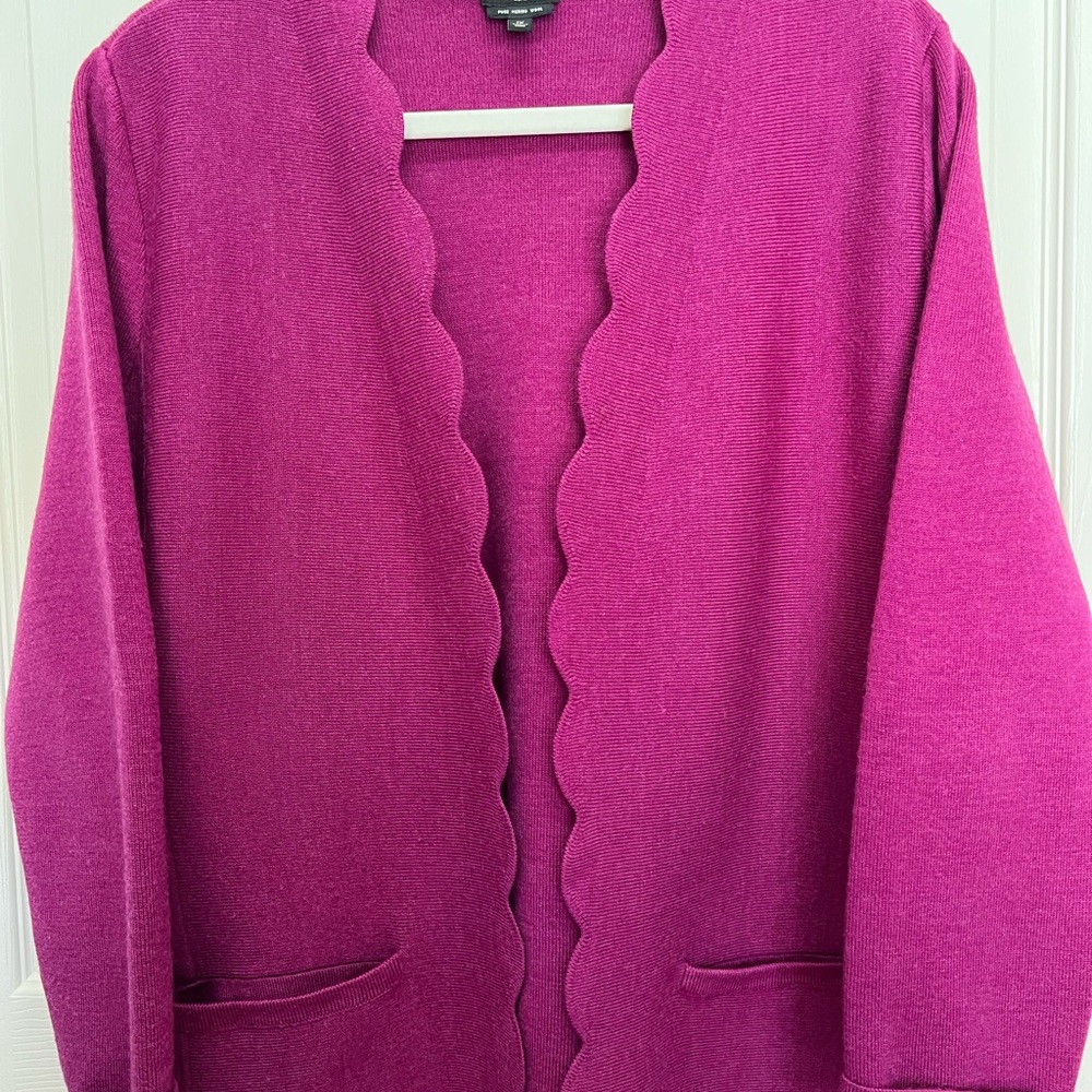 Talbots Magenta Scalloped Cardigan